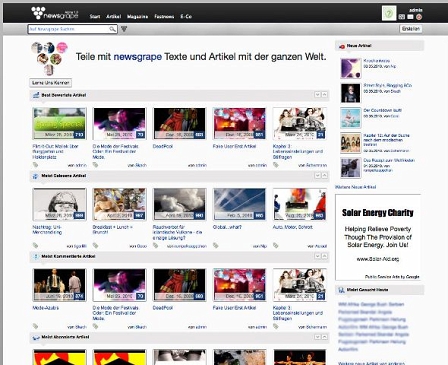 © newsgrape Frontpage von Newsgrape. Viele kleine Artikelbilder